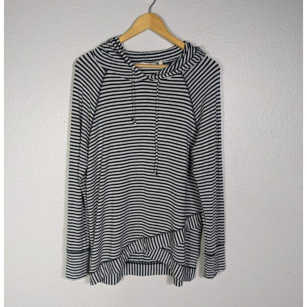 Soft Surroundings Lazy Sunday Hoodie Pullover Medium Gray Black